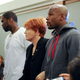Floyd Mayweather, right, at his 2010 sentencing, accompanied by 50 Cent.